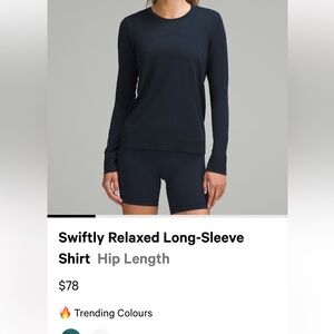 Lululemon Swiftly relaxed long sleeve sz 12 (true navy)